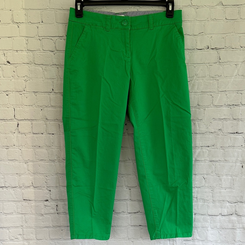 Crown & Ivy Green Straight-Leg Cotton Crop Pants(2%spandex) size 6